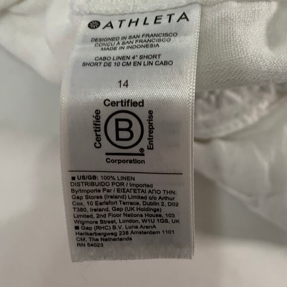 Athleta 14 Womens White Cabo Linen 4" Short Drawstring Pull On Breathable - Picture 10 of 11